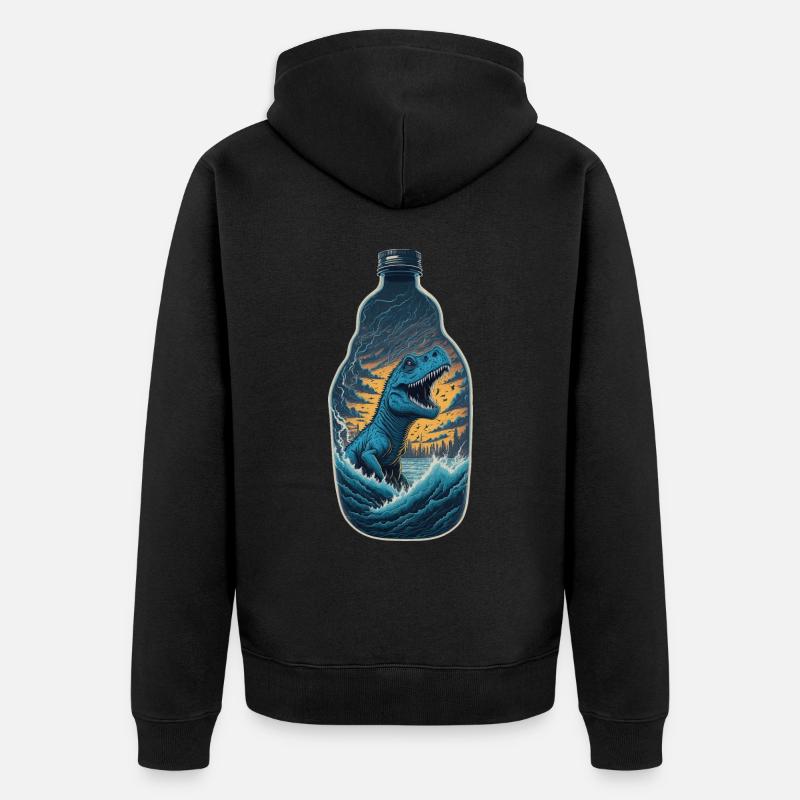 T Rex Dinosaurier Flasche - Unisex Premium Bio Zip Hoodie - Schwarz