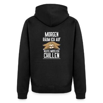 Chillen Einzug Erste Eigene Wohnung Chill Relaxen - Unisex Premium Bio Zip Hoodie - Schwarz - Hinten - Nico (187cm)