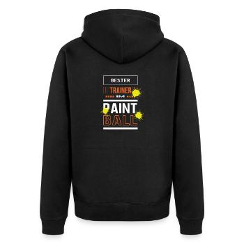 Paintball Trainer Paintballtrainer Training - Unisex Premium Bio Zip Hoodie - Schwarz - Hinten - Nico (187cm)