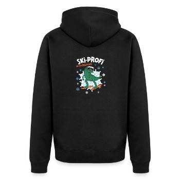 Ski Profi Skifahrer Skilehrer Ausbildung Dino - Unisex Premium Bio Zip Hoodie - Schwarz - Hinten - Nico (187cm)