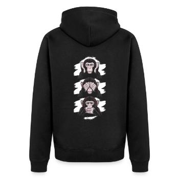 3 Affen - Unisex Premium Bio Zip Hoodie - Schwarz - Hinten - Nico (187cm)