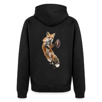 Red Fox Fußball - Unisex Premium Bio Zip Hoodie - Schwarz - Hinten - Nico (187cm)
