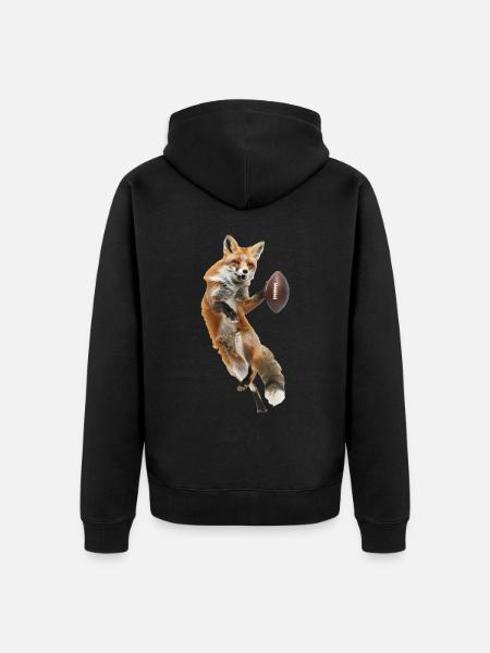 Red Fox Fußball - Unisex Premium Bio Zip Hoodie - Schwarz