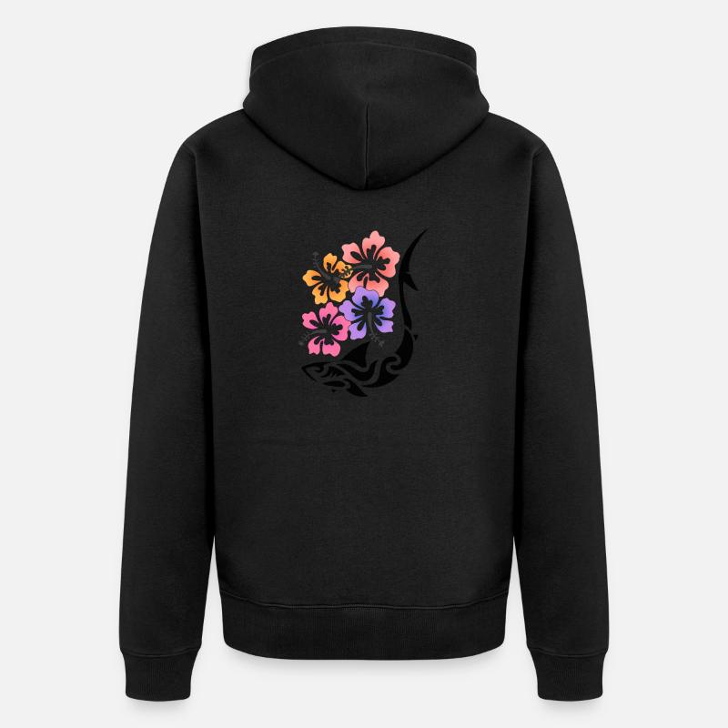 hibiscus requin tribal - Veste à capuche bio Premium Unisexe - noir