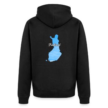 The map of Finland Suomi, blue color - Unisex Premium Organic Zip Hoodie - black - Back - Nico (187cm)