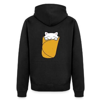 Purrito, burrito de chat mignon. - Veste à capuche bio Premium Unisexe - noir - Dos - Nico (187cm)
