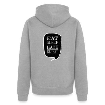 electrician clothing gift devices happy - Unisex Premium Bio Zip Hoodie - Grau meliert - Hinten - Nico (187cm)