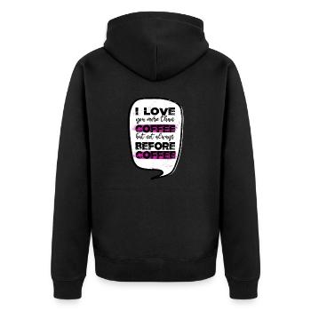 office coffeebean coffee cup funny quote milk - Unisex Premium Bio Zip Hoodie - Schwarz - Hinten - Nico (187cm)