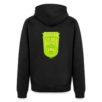 Leveling up big brother - Unisex Premium Bio Zip Hoodie - Schwarz - Hinten - Nico (187cm)