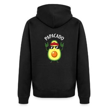 Avocado Papacado - Papa Baby Vatertag - Unisex Premium Bio Zip Hoodie - Schwarz - Hinten - Nico (187cm)