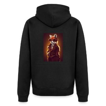 Fuchs Steampunk Ingenieur Brille Furry - Unisex Premium Bio Zip Hoodie - Schwarz - Hinten - Nico (187cm)