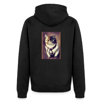 Cat Shorthair British Retro - Veste à capuche bio Premium Unisexe - noir - Dos - Nico (187cm)