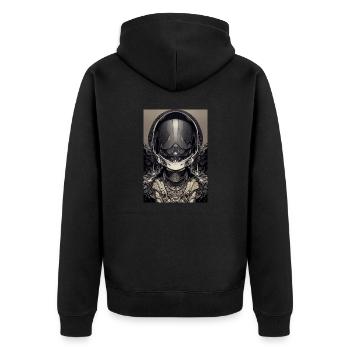 Abstrakter Ausländer Auf Einem Stock - Unisex Premium Bio Zip Hoodie - Schwarz - Hinten - Nico (187cm)