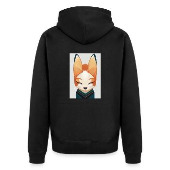 Fuchs Japanisch Süß - Unisex Premium Bio Zip Hoodie - Schwarz - Hinten - Nico (187cm)