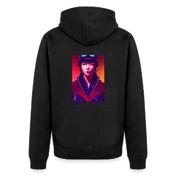 Major Motoko Kusanagi Manga - Unisex Premium Bio Zip Hoodie - Schwarz - Hinten - Nico (187cm)