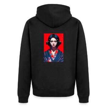 Anime Character - Unisex Premium Bio Zip Hoodie - Schwarz - Hinten - Nico (187cm)