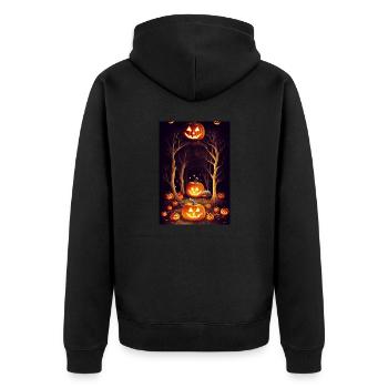 Halloween Creepy Skull - Unisex Premium Organic Zip Hoodie - black - Back - Nico (187cm)