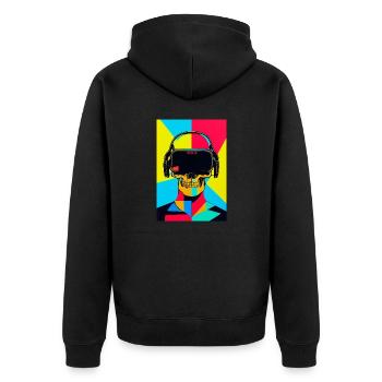 Popart Skull - Unisex Premium Organic Zip Hoodie - black - Back - Nico (187cm)