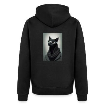 Black Cat Human Glasses - Unisex Premium Organic Zip Hoodie - black - Back - Nico (187cm)
