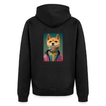 Shiba Dog Cute - Unisex Premium Organic Zip Hoodie - black - Back - Nico (187cm)