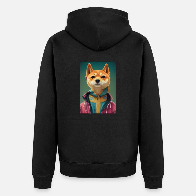 Shiba Chien Mignon - Veste à capuche bio Premium Unisexe - noir