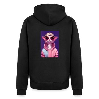 Sphynx Cat Hoodie - Unisex Premium Organic Zip Hoodie - black - Back - Nico (187cm)