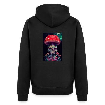 psychedelic skull skull fungus lsd Colorful - Unisex Premium Organic Zip Hoodie - black - Back - Nico (187cm)