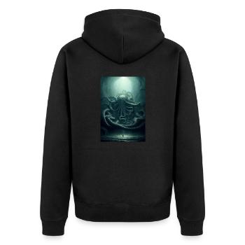cthulhu Heavy Metal Horror Lovecraft - Unisex Premium Bio Zip Hoodie - Schwarz - Hinten - Nico (187cm)
