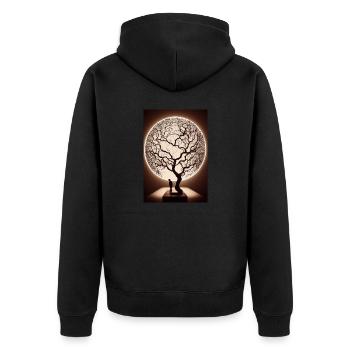 Weltenbaum World Tree Oil - Unisex Premium Bio Zip Hoodie - Schwarz - Hinten - Nico (187cm)
