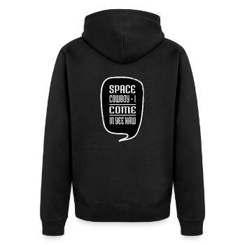 funny quote animal alien spacecraft aesthetic - Unisex Premium Bio Zip Hoodie - Schwarz - Hinten - Nico (187cm)
