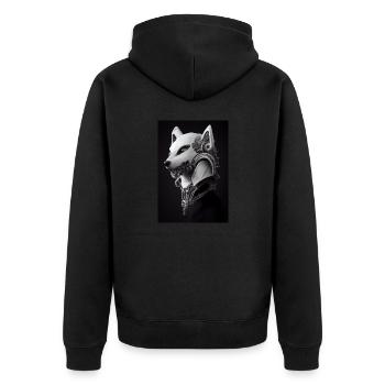 Wolf Metal Tattoo Schwarz Weiß - Unisex Premium Bio Zip Hoodie - Schwarz - Hinten - Nico (187cm)