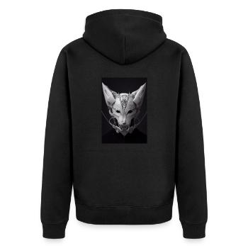 Wolf Metal Tattoo Schwarz Weiß - Unisex Premium Bio Zip Hoodie - Schwarz - Hinten - Nico (187cm)