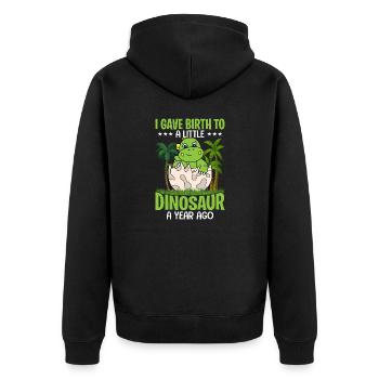 Süßer Dino Kleiner Dinosaurier - Unisex Premium Bio Zip Hoodie - Schwarz - Hinten - Nico (187cm)