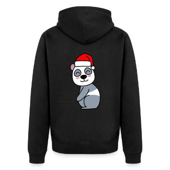 Panda Comic Weihnachten Xmas - Unisex Premium Bio Zip Hoodie - Schwarz - Hinten - Nico (187cm)