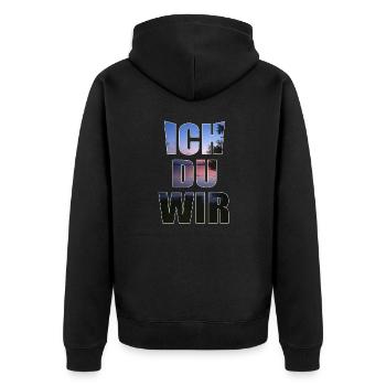 Ich du wir - Unisex Premium Bio Zip Hoodie - Schwarz - Hinten - Nico (187cm)