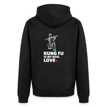 J’adore le Kung Fu - Veste à capuche bio Premium Unisexe - noir - Dos - Nico (187cm)