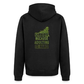Cannabis because adulting is hard Bud Green - Unisex Premium Bio Zip Hoodie - Schwarz - Hinten - Nico (187cm)