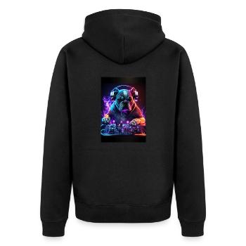 Bulldog DJ Chien DJ - Veste à capuche bio Premium Unisexe - noir - Dos - Nico (187cm)