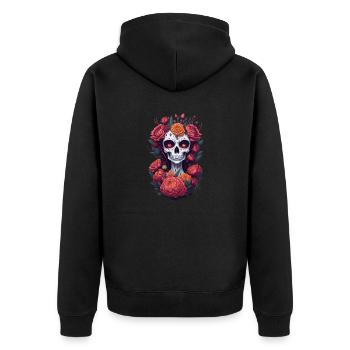 La Catrina 7 - Unisex Premium Bio Zip Hoodie - Schwarz - Hinten - Nico (187cm)