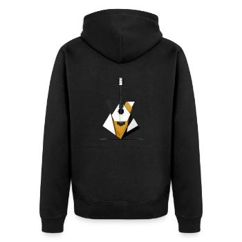 Geometrische Westerngitarre - Unisex Premium Bio Zip Hoodie - Schwarz - Hinten - Nico (187cm)