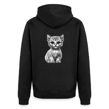Katzenbaby Britisch Kurzhaar Katze Kater Katzen - Unisex Premium Bio Zip Hoodie - Schwarz - Hinten - Nico (187cm)
