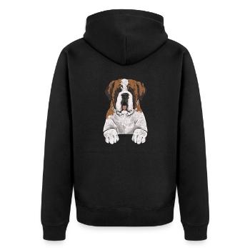 Bernhardiner St. Bernhardshund Hund - Unisex Premium Bio Zip Hoodie - Schwarz - Hinten - Nico (187cm)