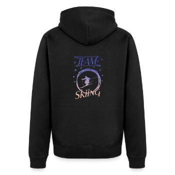 team skiing - Unisex Premium Bio Zip Hoodie - Schwarz - Hinten - Nico (187cm)