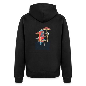 420 World Peace Father Shroom - Unisex Premium Organic Zip Hoodie - black - Back - Nico (187cm)