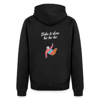 Take It Slow Ho Ho Ho Sloth Christmas - Unisex Premium Organic Zip Hoodie - black - Back - Nico (187cm)