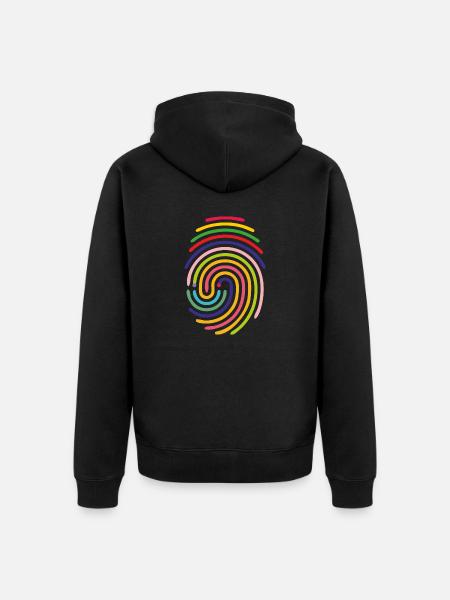 rainbow spiral lines. - Unisex Premium Organic Zip Hoodie - black