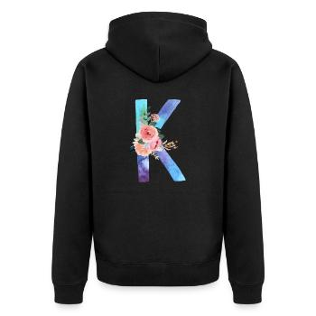 Lettre K watercolor - Veste à capuche bio Premium Unisexe - noir - Dos - Nico (187cm)