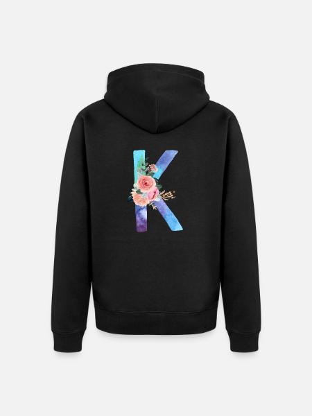 Buchstabe K Aquarell - Unisex Premium Bio Zip Hoodie - Schwarz