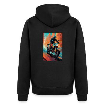 Moto II - Veste à capuche bio Premium Unisexe - noir - Dos - Nico (187cm)