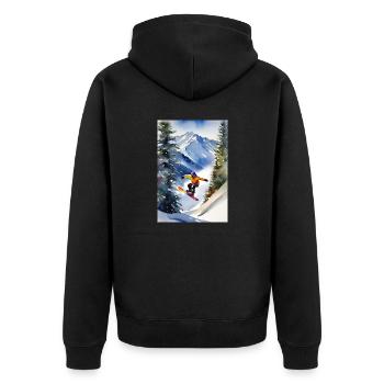 Snowboarder I - Unisex Premium Bio Zip Hoodie - Schwarz - Hinten - Nico (187cm)